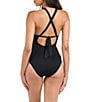 La Blanca Island Goddess High Neck One Piece Swimsuit, Color:Black - Image 2