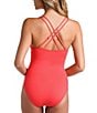 Color:Guava - Image 2 - Island Goddess Lace-Up One Piece Swimsuit