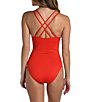Color:Cherry - Image 2 - Island Goddess Lace-Up One Piece Swimsuit