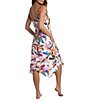 Color:Multi - Image 2 - Paradise City Floral Print Scarf Hem Dress Cover-Up