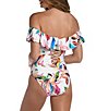 Color:Multi - Image 2 - Paradise City Ruffle Off-the-Shoulder One-Piece Swimsuit