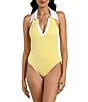 La Blanca Prep & Paddle V-Collared Racerback One Piece Swimsuit - Image 1