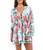 La Blanca Riviera Resort Tie Front Kimono Swim Cover-Up, Color:White - Image 1