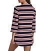 Color:Indigo - Image 2 - Sailor Striped Lace-Up Cover-Up Tunic