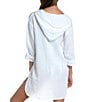 Color:White - Image 2 - Seaside Covers Cotton Gauze Hooded Tunic Swim Cover Up