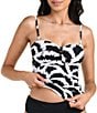 La Blanca Woven Shadow Abstract Bandeau Tankini Swim Top - Image 1