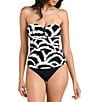 La Blanca Woven Shadow Abstract Bandeau Tankini Swim Top - Image 3