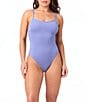 La Porte Jacquard Sport Scoop One Piece Swimsuit, Color:Slate Blue - Image 1