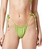 La Porte Kourtney Jacquard Side Tie Pearl Detail Cheeky Swim Bottom, Color:Greenery - Image 1