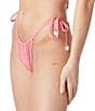 La Porte Kourtney Jacquard Side Tie Pearl Detail Cheeky Swim Bottom, Color:Bubblegum - Image 3