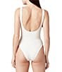La Porte Mandy Jacquard Scoop Neck Signature Hardware Belt One Piece Swimsuit, Color:Cloud - Image 2