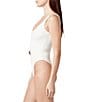 La Porte Mandy Jacquard Scoop Neck Signature Hardware Belt One Piece Swimsuit, Color:Cloud - Image 3