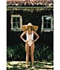 La Porte Mandy Jacquard Scoop Neck Signature Hardware Belt One Piece Swimsuit, Color:Cloud - Image 4