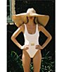 La Porte Mandy Jacquard Scoop Neck Signature Hardware Belt One Piece Swimsuit, Color:Cloud - Image 5