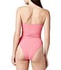 La Porte Stephanie Jacquard Side Cut-Out Pearl Bandeau One Piece Swimsuit, Color:Bubblegum - Image 2