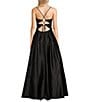 Color:Black - Image 2 - Lace Illusion Bodice Satin Ball Gown