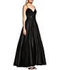 Color:Black - Image 3 - Lace Illusion Bodice Satin Ball Gown