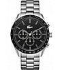 Color:Silver - Image 1 - Men's Boston Chronograph Black Dial Stainless Steel Bracelet Watch