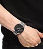 Color:Silver - Image 2 - Men's Boston Chronograph Black Dial Stainless Steel Bracelet Watch