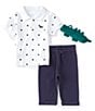 Color:Navy Blue/White - Image 1 - Baby Boys 6-12 Months Rattle & Organic Cotton Pajama 4-Piece Box Set