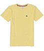 Color:Yellow - Image 1 - Big Boys 8-16 Tricolor Inner Neckband Short Sleeve Basic Crew T-Shirt