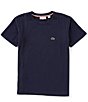 Color:Navy Blue - Image 1 - Big Boys 8-16 Tricolor Inner Neckband Short Sleeve Basic Crew T-Shirt