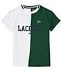 Color:White/Green - Image 1 - Big Boys 8-16 Short Sleeve Color Block Logo T-Shirt
