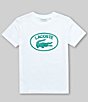 Color:White - Image 1 - Big Boys 8-16 Short-Sleeve Contrast-Branded Jersey Tee