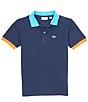 Color:Navy Blue/Argent - Image 1 - Big Boys 8-16 Short-Sleeve Contrast-Collar Polo Shirt