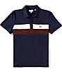 Lacoste Color Block Short Sleeve Polo Shirt, Color:Navy Blue/Flour - Image 1