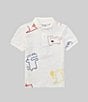 Color:Flour/Multi Color - Image 1 - Little Boys 2T-6T Short Sleeve AOP Tennis Croc Polo Shirt