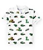 Color:White - Image 1 - Little Boys 2T-6T Short-Sleeve Holiday Comic Effect Crocodile-Print Pique Polo Shirt