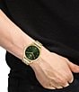 Color:Gold - Image 4 - Men's 42mm Lisbon Three Hand Gold Tone Stainless Steel Bracelet Watch
