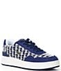 Color:Navy/White - Image 1 - Men's Ace Clip Leather Monogram Sneakers