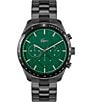 Color:Green - Image 1 - Men's Boston Chronograph Black Stainless Steel Bracelet Watch