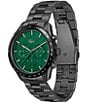 Color:Green - Image 2 - Men's Boston Chronograph Black Stainless Steel Bracelet Watch
