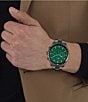Color:Green - Image 4 - Men's Boston Chronograph Black Stainless Steel Bracelet Watch