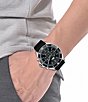 Color:Black - Image 4 - Men's Chronograph Tiebreaker Black Silicone Strap Watch