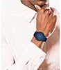 Color:Navy - Image 4 - Men's L 12.12. Chronograph Navy Silicone Strap Watch
