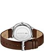 Color:Brown - Image 2 - Men's Lacoste Club Three-Hand Brown Leather Strap Watch