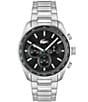 Color:Silver - Image 1 - Men's Vancouver Chronograph Black Dial Stainless Steel Bracelet Watch