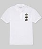 Color:White - Image 1 - Pique Stacked Croc Logo Short Sleeve Polo Shirt