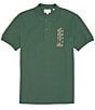 Color:Green - Image 1 - Pique Stacked Croc Logo Short Sleeve Polo Shirt