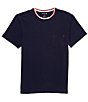 Color:Navy Blue - Image 1 - Short-Sleeve Tone-On-Tone-Embroidered Pajama T-Shirt