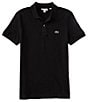 Color:Black - Image 1 - Slim-Fit Pique Short-Sleeve Polo Shirt