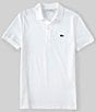 Color:White - Image 1 - Slim Fit Pique Short Sleeve Polo Shirt