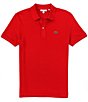 Color:New Red - Image 1 - Slim Fit Pique Short Sleeve Polo Shirt