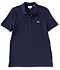 Color:Navy - Image 1 - Slim Fit Pique Short Sleeve Polo Shirt