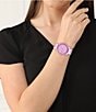 Color:Pink - Image 4 - Women's 12.12 Analog Pink Silicone Strap Watch