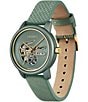 Lacoste Women's 12.12 Automatic Leather Strap Watch, Color:Green - Image 2